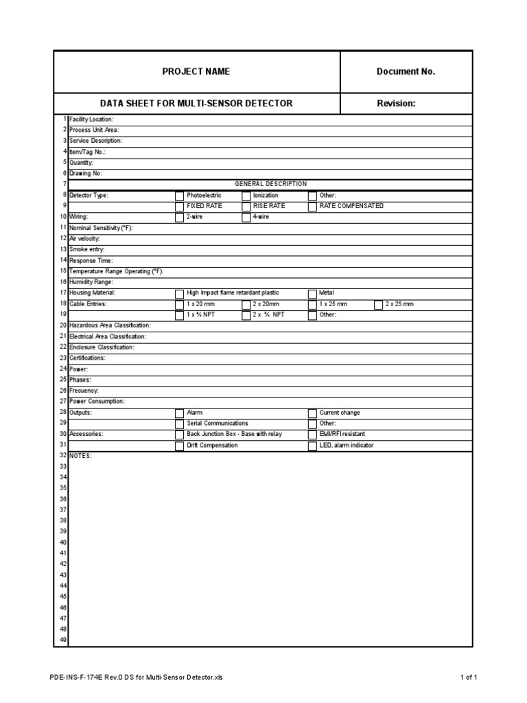 PDE-InS-F-174E Rev.0 DS For Multi-Sensor Detector | PDF