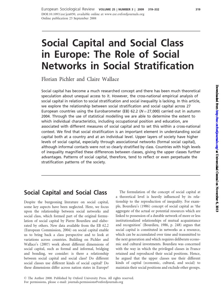 Social Capital and Social Class in Europe The Role of Social Networks