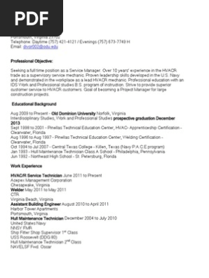 service manager resume