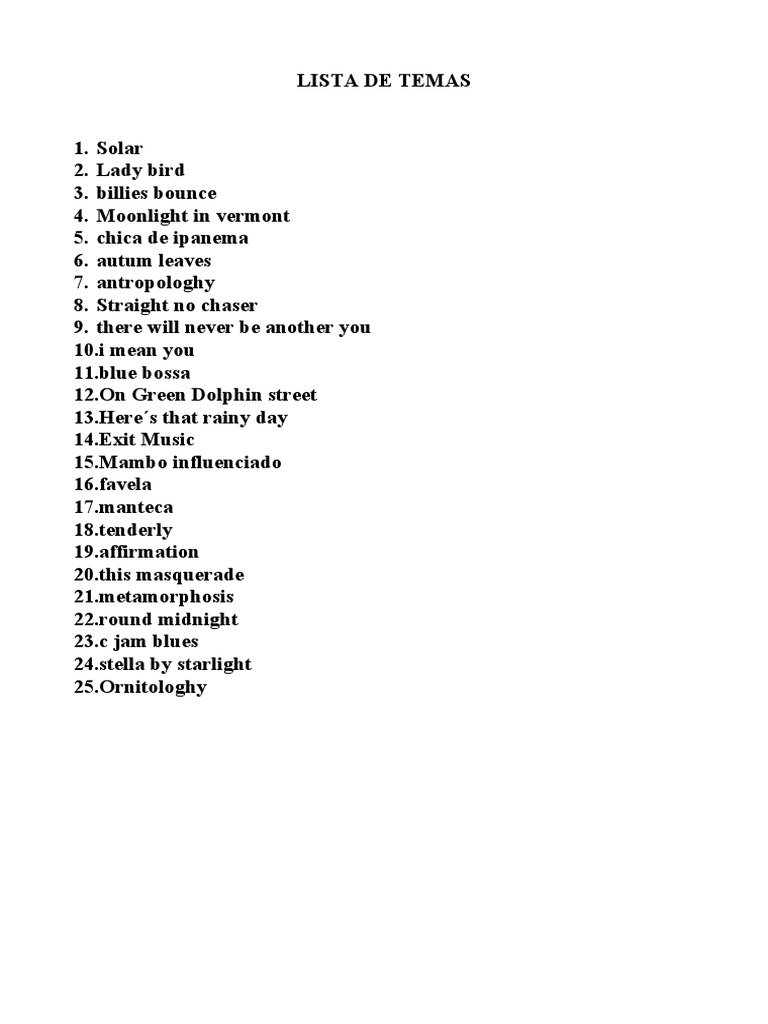 Lista de Temas | PDF