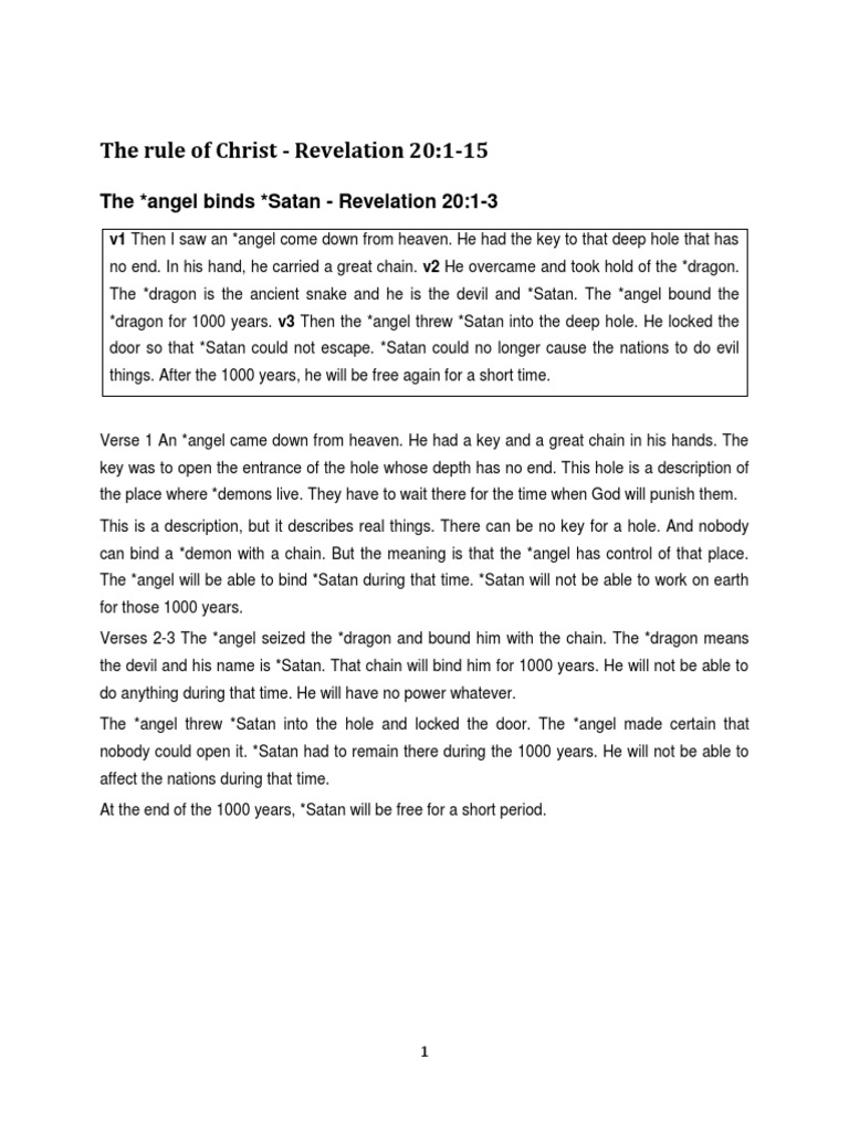 Revelation Chapter 20 Vrs 1 3 Satán Diablo