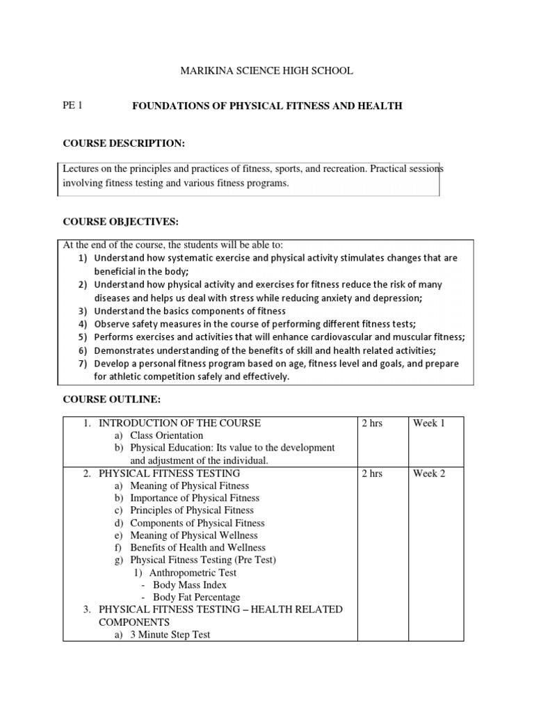 Pe 1 Syllabus Sample | PDF