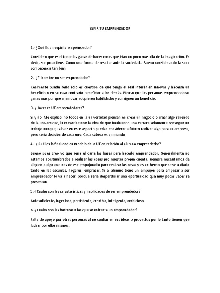 Espiritu Emprendedor | PDF | Autosuperación