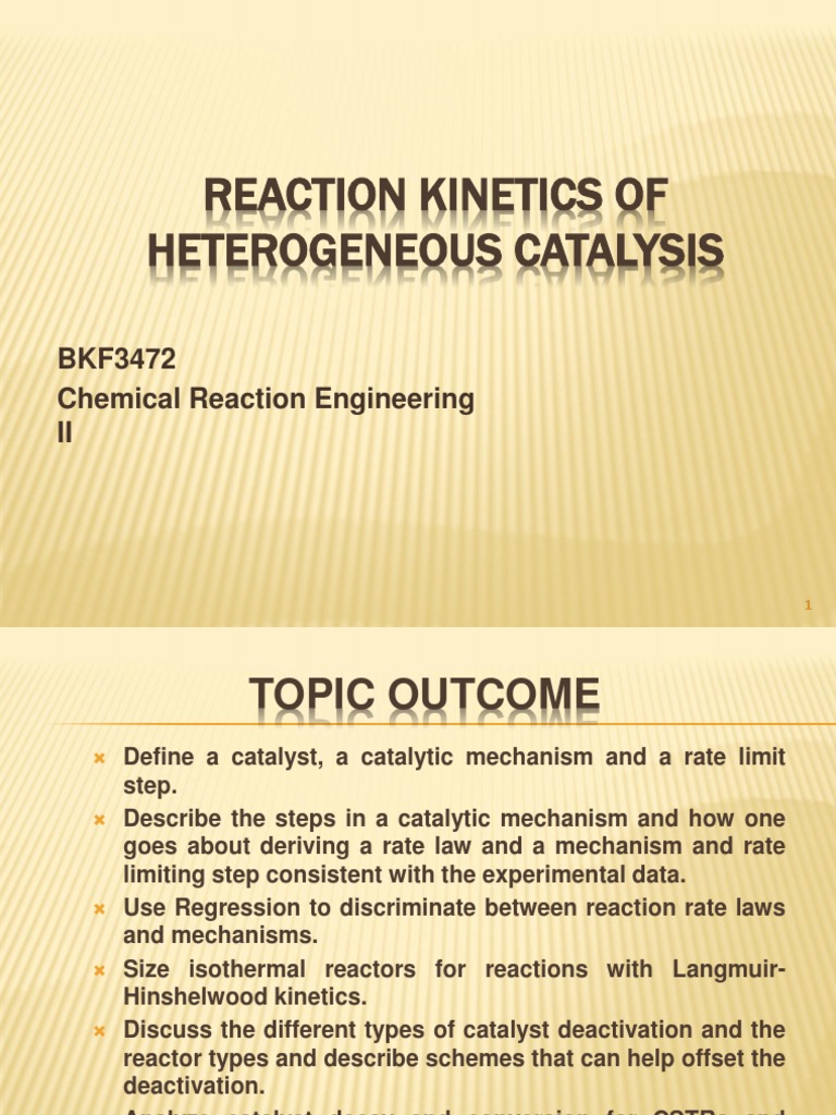 Heterogeneous Catalysis Kinetics Overview | PDF | Catalysis | Chemical ...