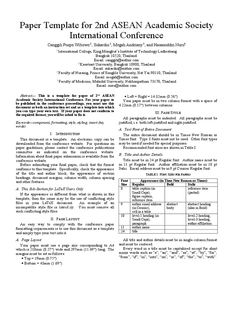 ASEAN Conference Paper Template Guide | PDF | Typefaces | Paragraph