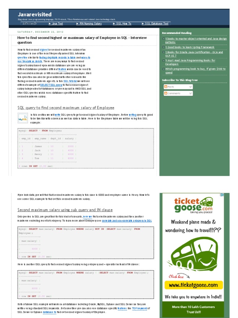 how-to-find-second-highest-or-maximum-salary-of-employee-in-sql