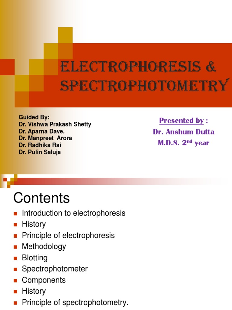 Electrophoresis & Spectrophotometry PDF Blot (Biology) Gel