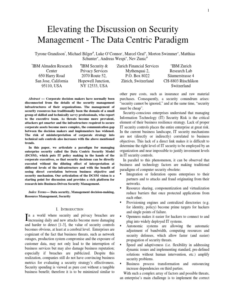 Data Centric Security Model Overview | PDF | Computer Security | Security