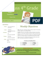 Forbuss 4 Grade: Weekly Objectives