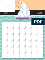 2013 August Printable Calendar Color