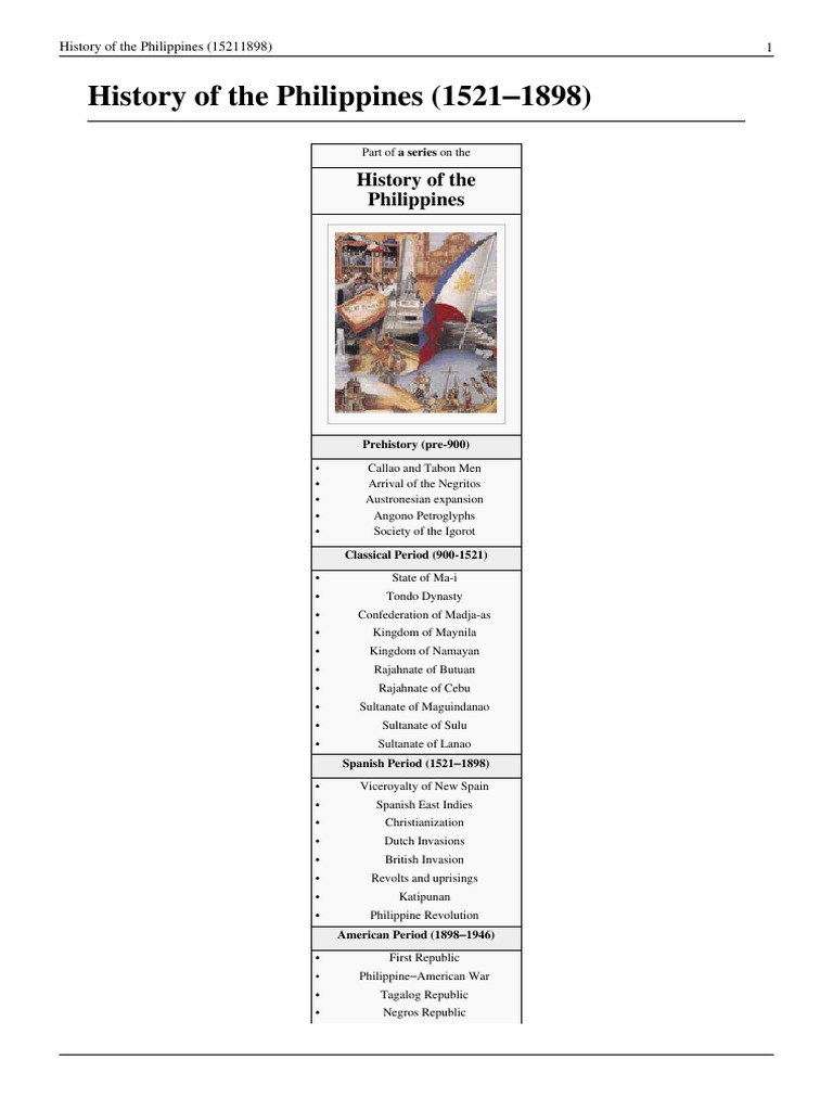 History of The Philippines (15211898) PDF Philippines