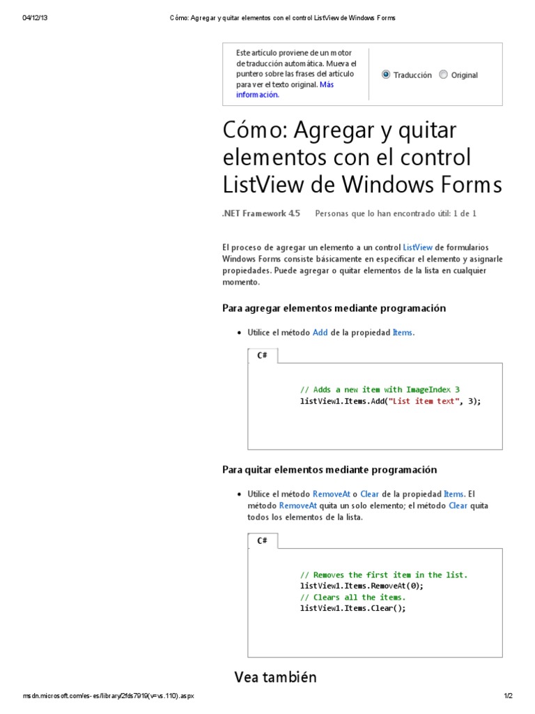 Control ListView en Windows Forms | PDF | Informática