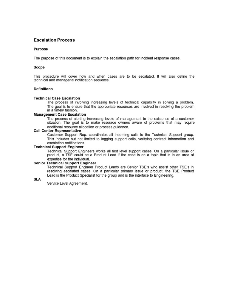 Escalation Procedure | PDF | Service Level Agreement | Emergency