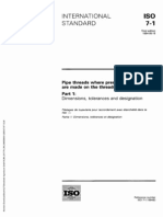 ISO_7-1 Pipe Threads Whre Pessure-tight Joint Are Made on the Threads -PART 1 Dimensios, Tolerances& Designation