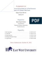 Assignment On:: Comparisons Between Eastern Bank Ltd. & Nitol Insurance Company Ltd's Balance Sheet Items