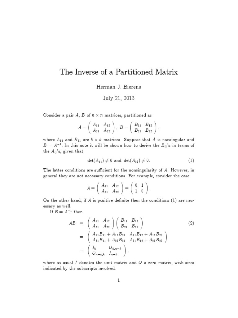 Block Matrix Inverse