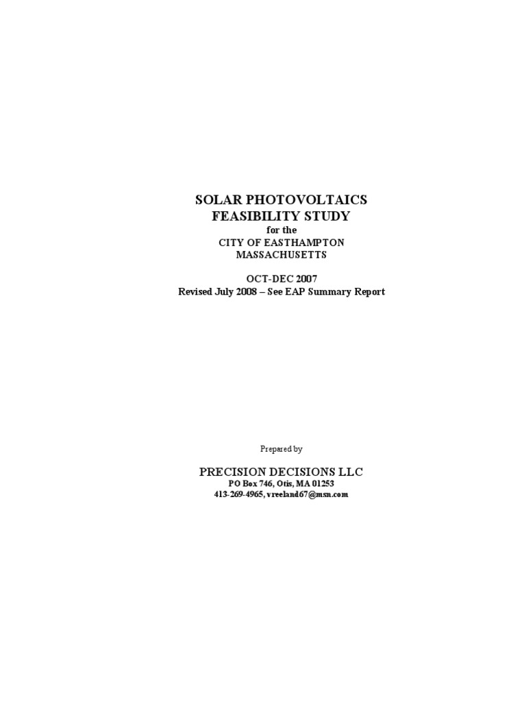 Solar Photovoltaics Feasibility Study | Request For Proposal ...