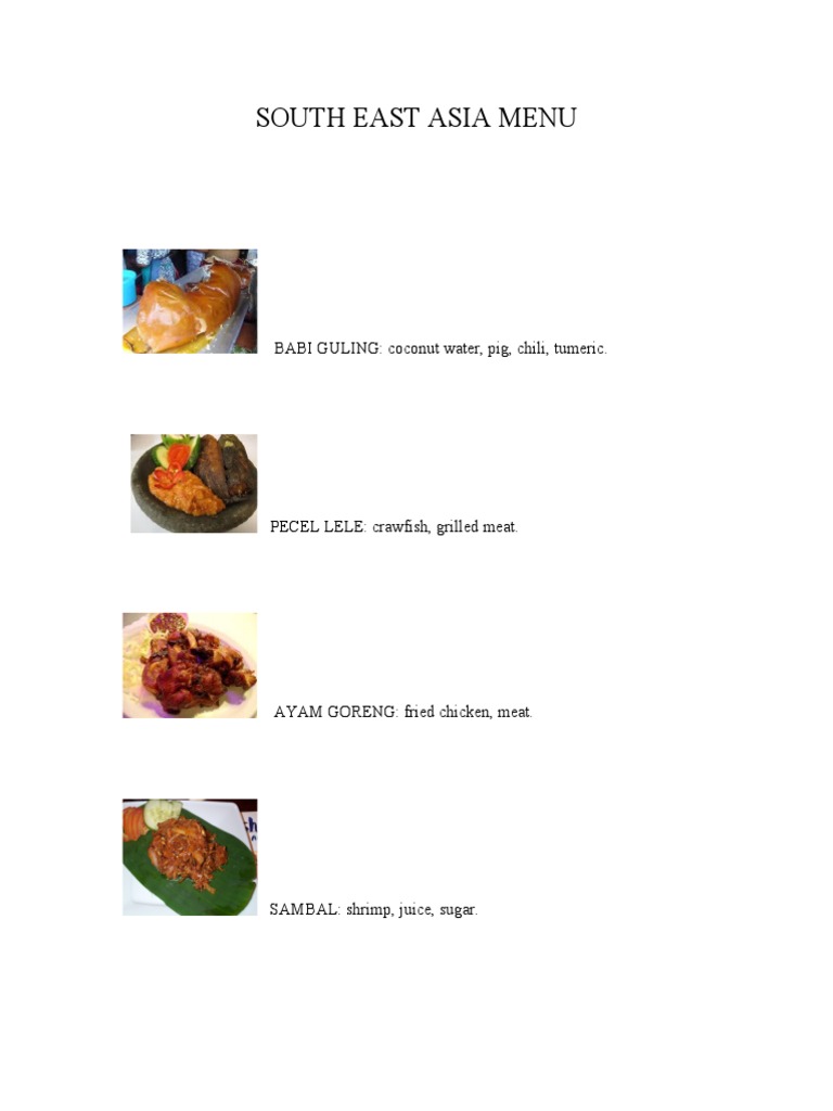 South East Asian Cuisine Menu | PDF