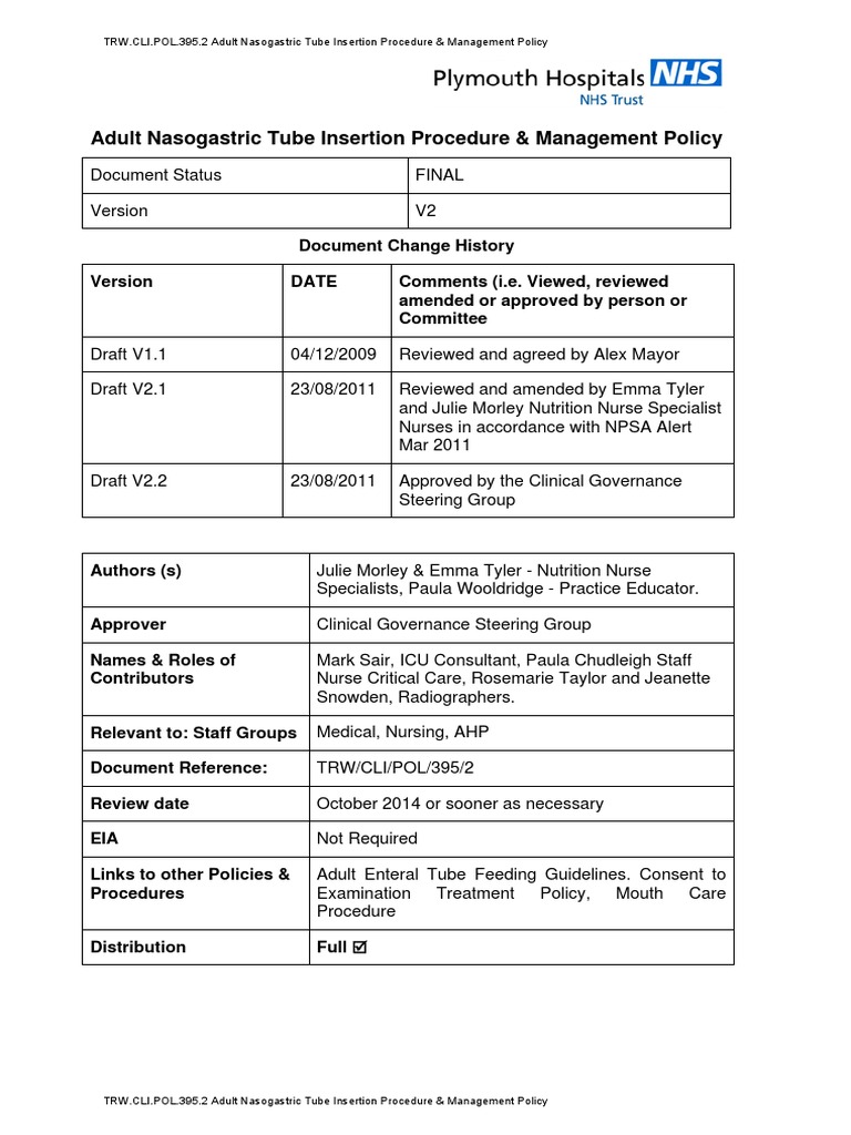 NGT Procedure Competence (Human Resources) Medical Specialties