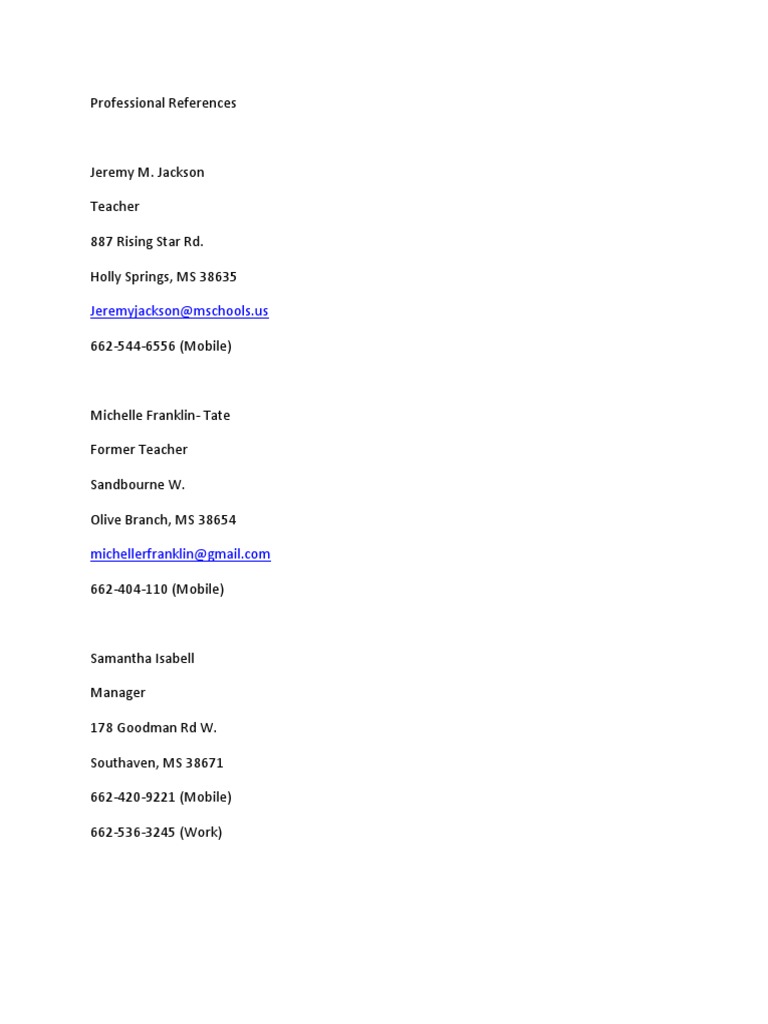 Professional References | PDF | Career & Growth