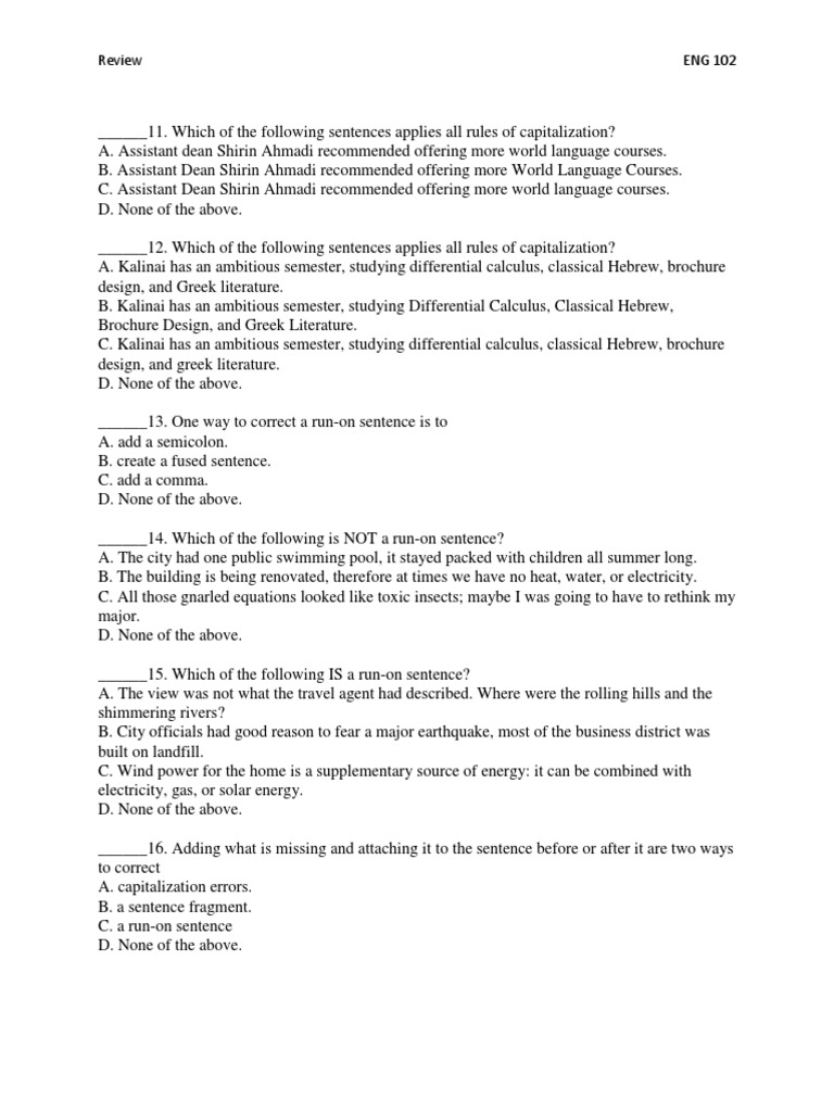 ENG 102 Final Review | PDF | Citation