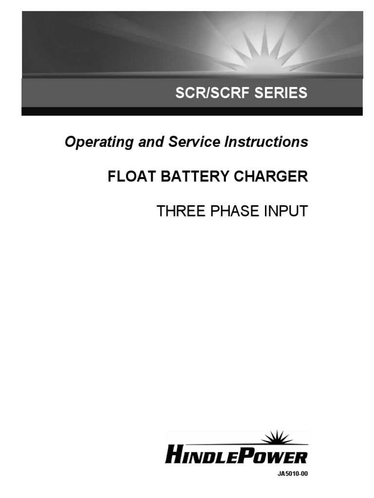 Hindle SCR SCRF Series 3 Phase Input Battery Charger Manual PDF
