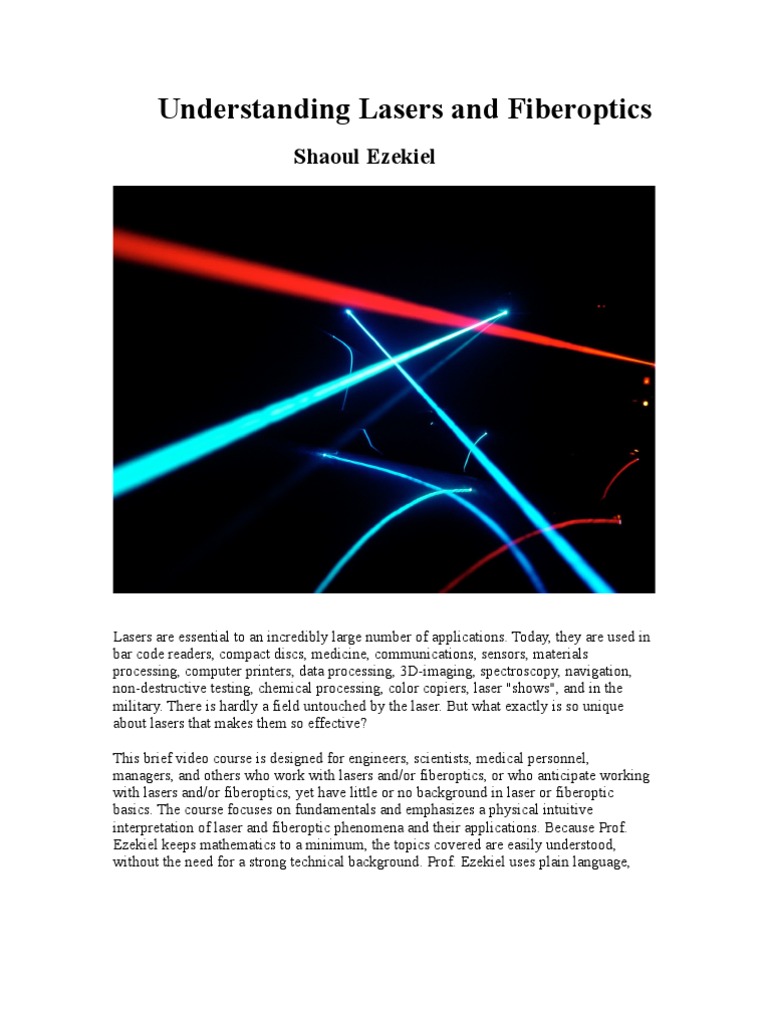Basics of Lasers and Fiberoptics | PDF | Laser | Optical Fiber