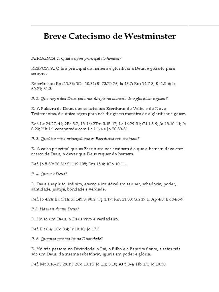 Breve Catecismo de Westminster PDF Shabat