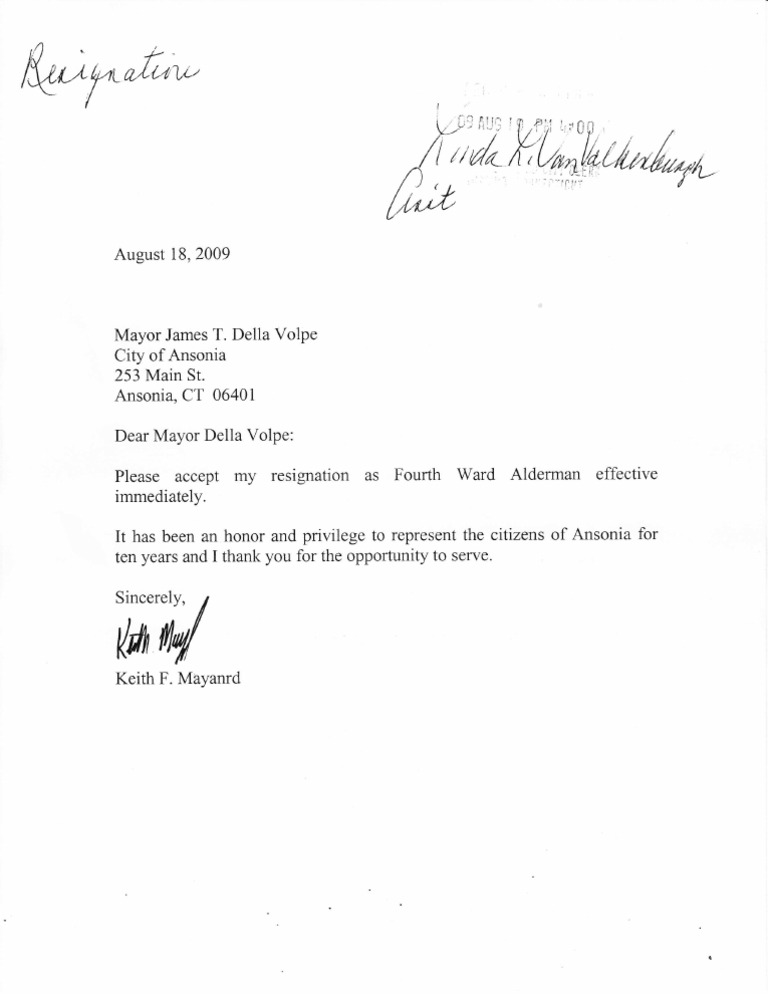 Resignation Letter Local Government Government
