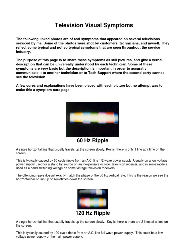 TV Repair: Visual Symptom Guide | PDF | Cathode Ray Tube | Video