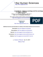 History of The Human Sciences Volume 20 Issue 2 2007 (Doi 10.1177/0952695107076196) Brewer, J. D. - Sociology and Theology Reconsidered - Religious Sociology and The Sociology of Religion in Britain