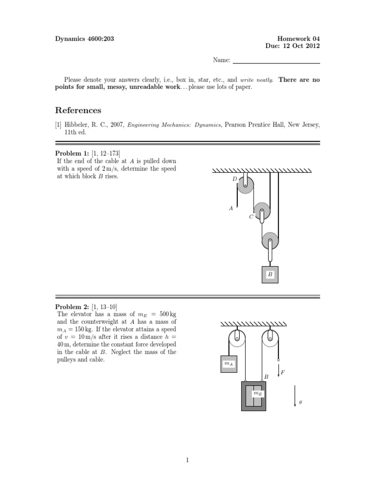 Dynamics Homework Problems Solutions | PDF