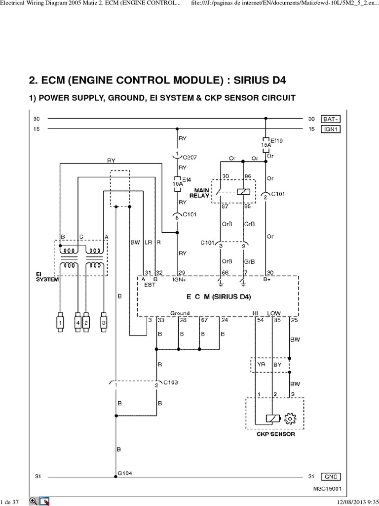 Daewoo Service Manual Engine Control Matiz | PDF | Electrical Connector