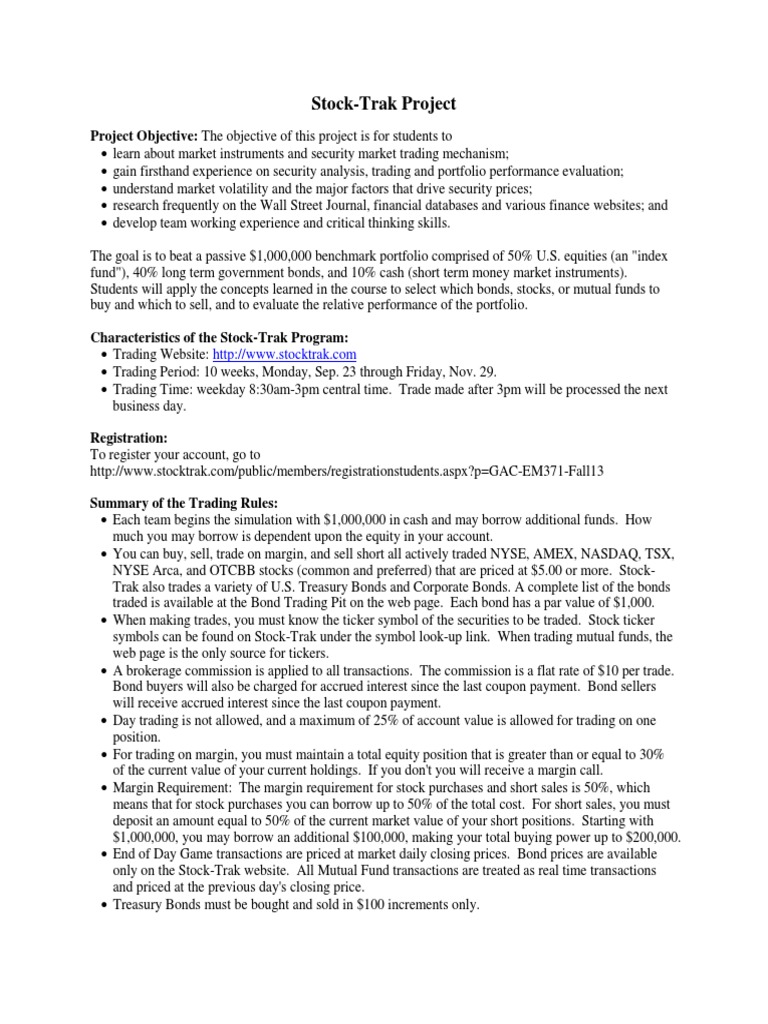 Stock-Trak Simulation Project Overview | PDF | Bonds (Finance) | Beta ...