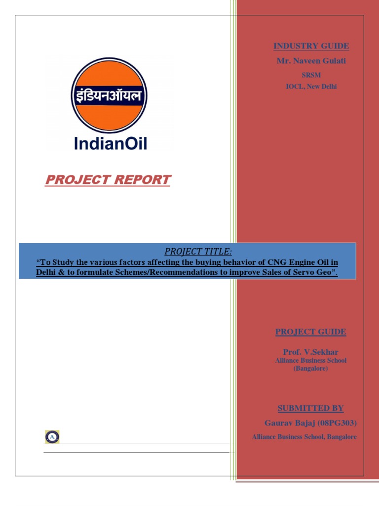Internship Indian Oil N Ox Lubricant