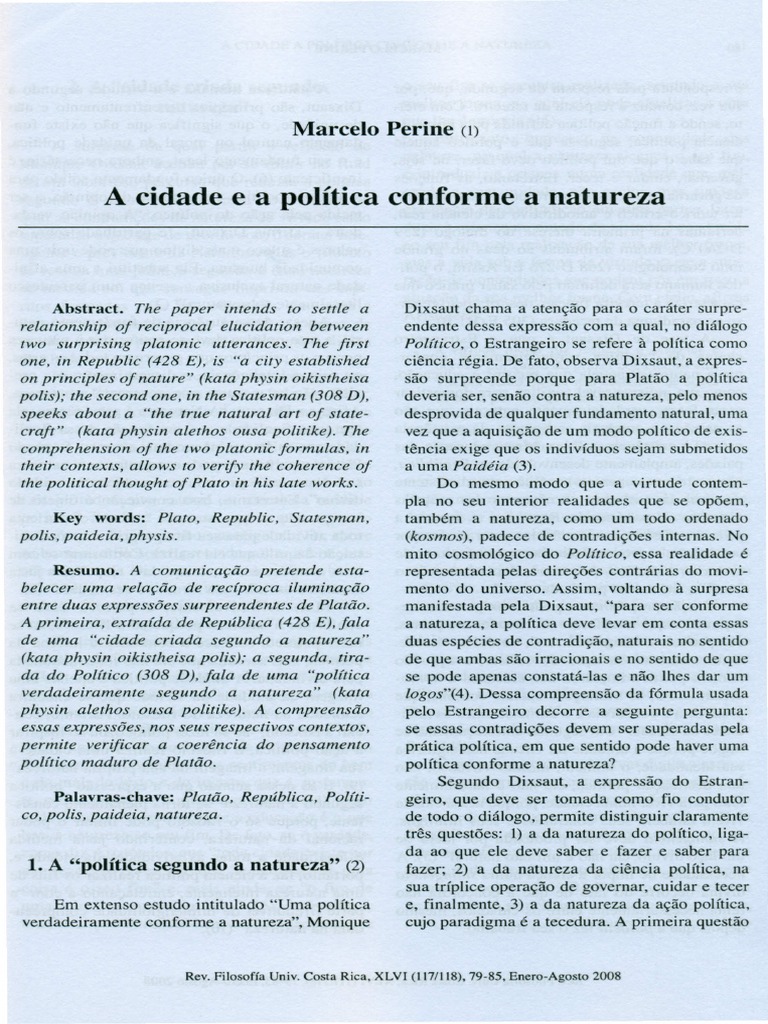 A Cidade e A Política Conforme A Natureza | PDF