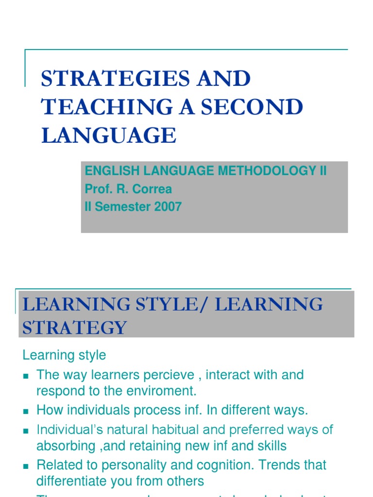 Learning Strategies in Language Acquisition | PDF | Learning Styles ...