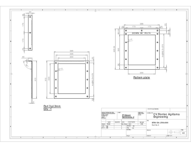 Engineering Drawing for Flat Plate Part | PDF