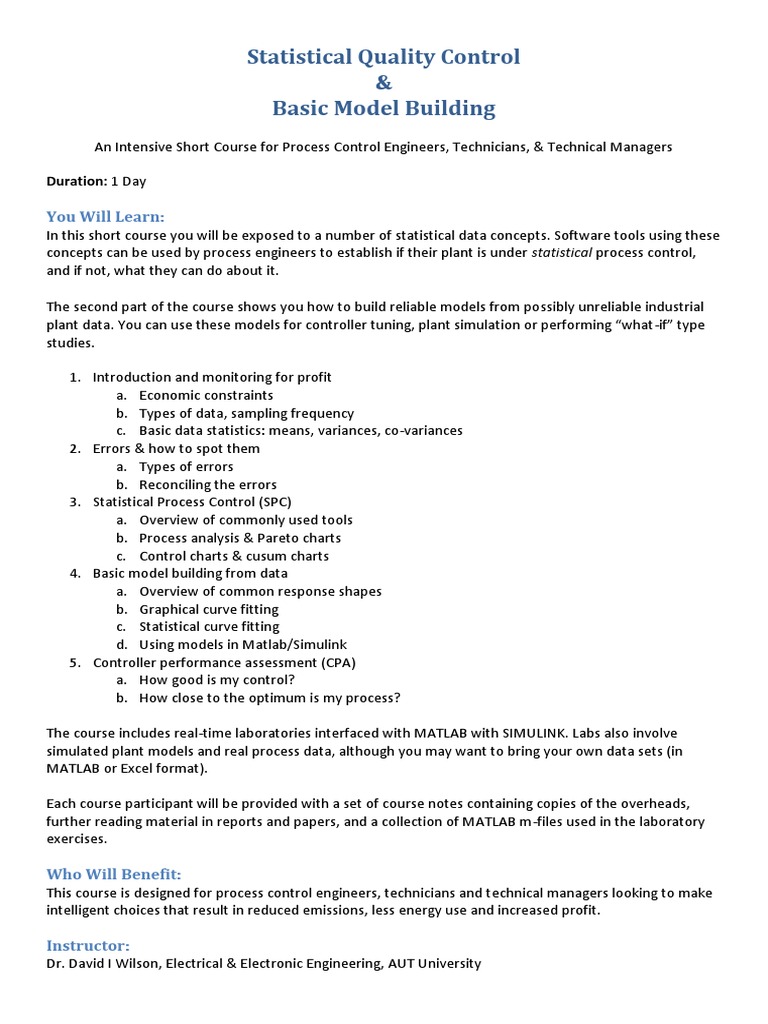Statistical Quality Control & Basic Model Building: You Will Learn ...