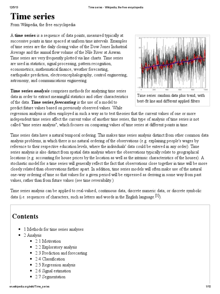 Time Series PDF Time Series Statistics