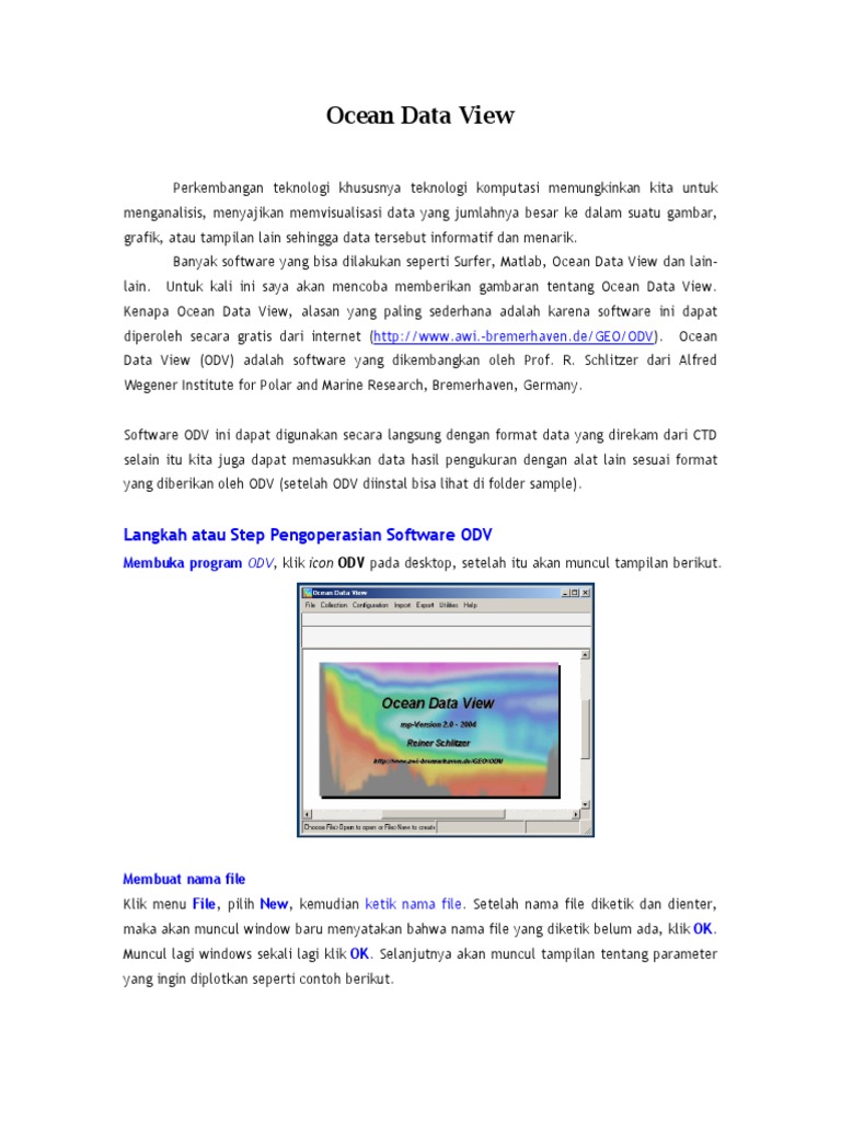 Panduan Penggunaan Ocean Data View | PDF