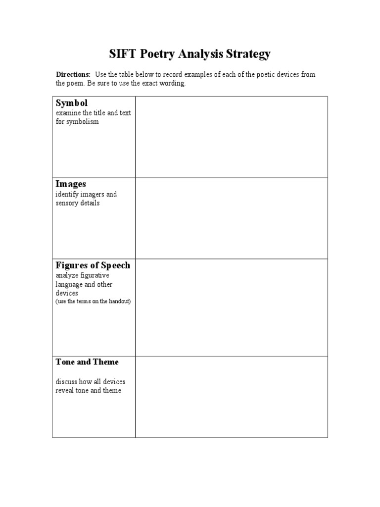 SIFT Poetry Analysis Guide | PDF | Foreign Language Studies