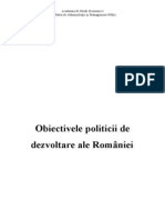 Obiectivele Politicii de Dezvoltare Ale Romaniei