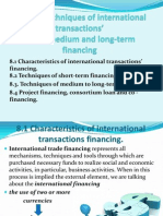 Techniques of international transactions’ short, medium and long-term financing 