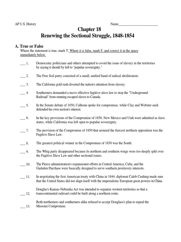 Chapter 18 - Homework Packet APUSH | PDF | The United States | Politics ...