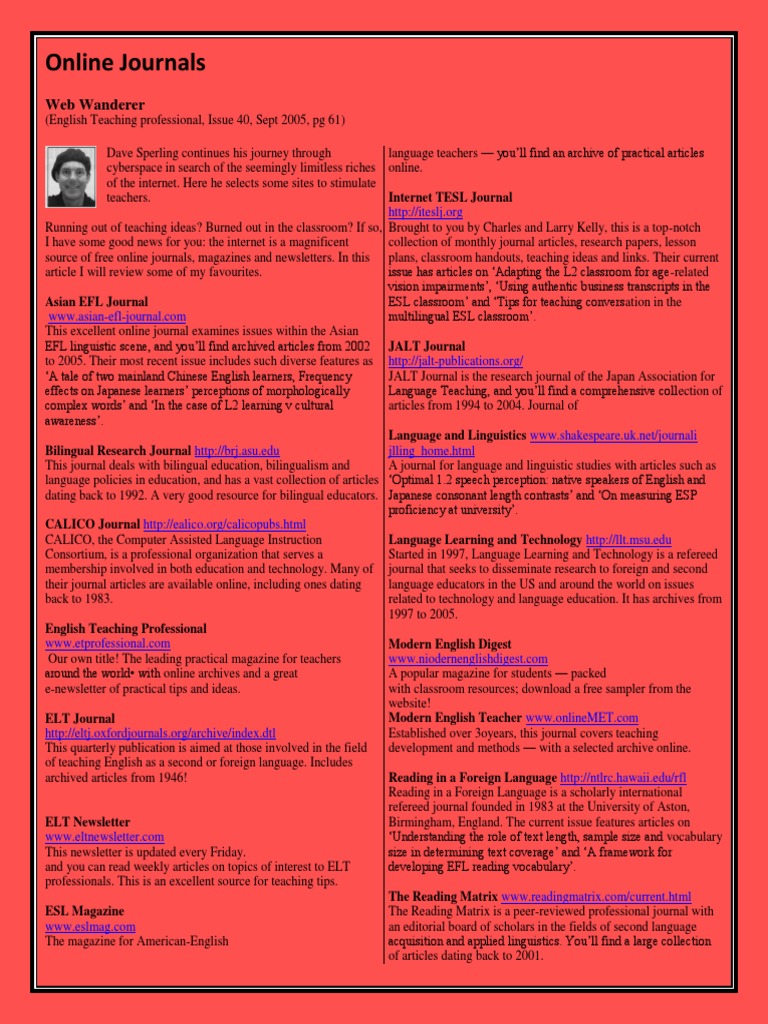 Online Journals | PDF | English As A Second Or Foreign Language ...