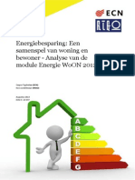 Energiebesparing Een Samenspel Van Woning en Bewoner Analy Se Van de Module Energie Woon 2012