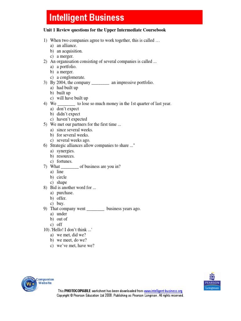 Intelligent Busisness Upper Intermediate - Unit 1 | PDF