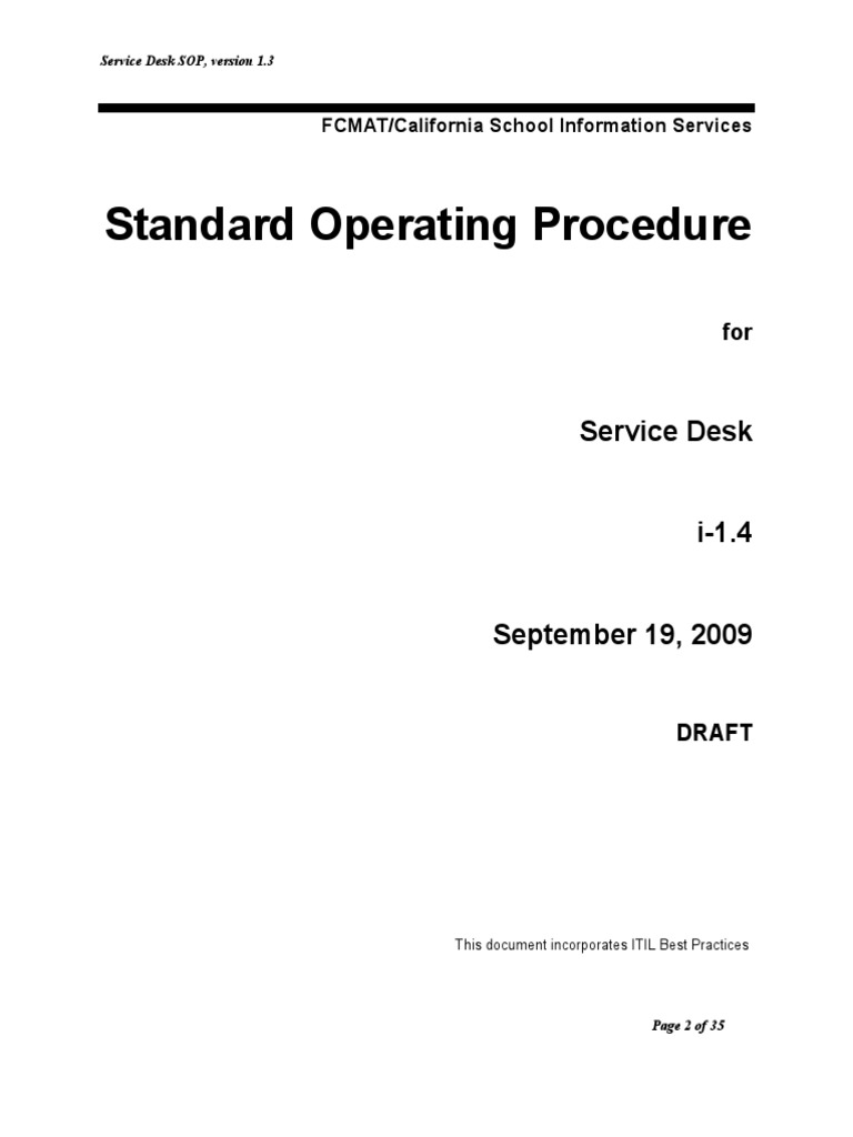 SOP Service Desk Sample Voicemail Email