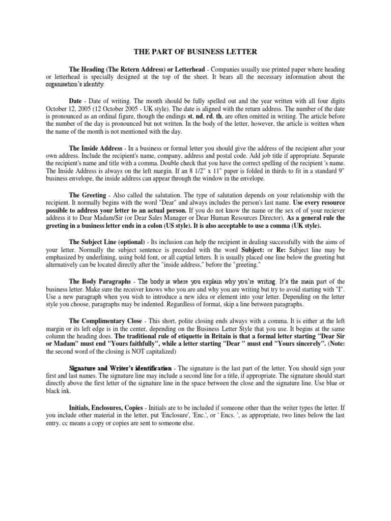 Business Letter Structure Guide | PDF | Paragraph | Address (Geography)